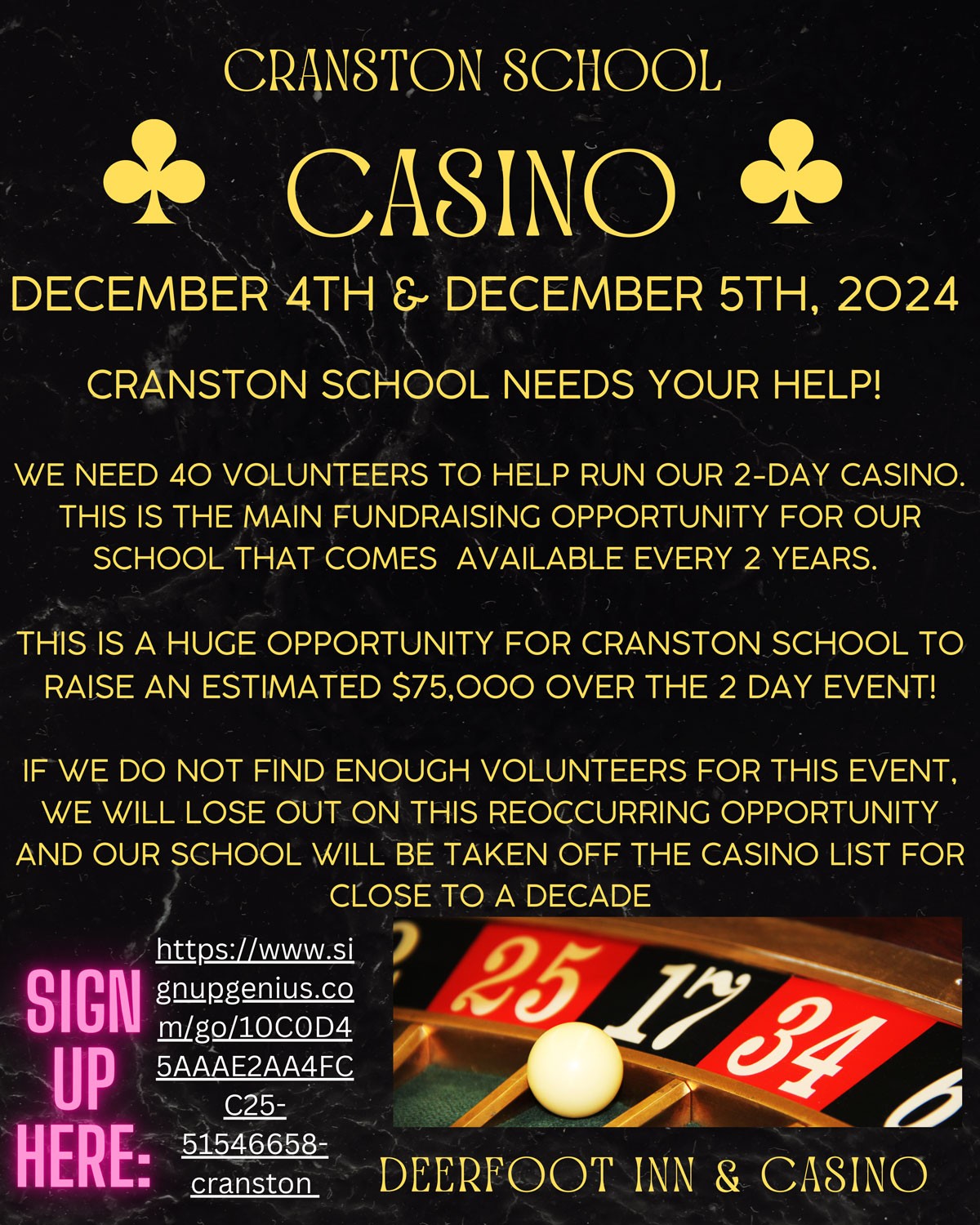 Cranston Casino Nights Dec 4 5 2024